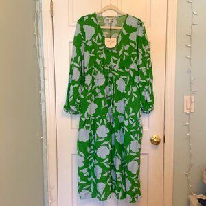 KATE SPADE X TARGET CLASSIC ROSE LINEN LONG SLEEVE MAXI DRESS